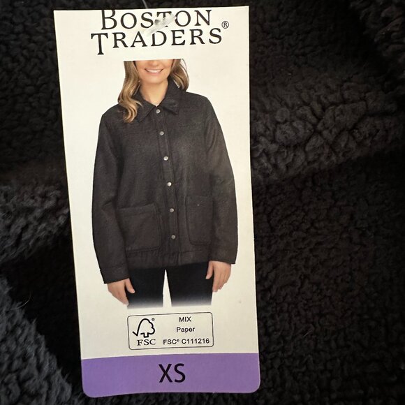 New Boston Traders Women's Faux Suede Sherpa Lined Trucker Jacket Size XS Black - Picture 2 of 15